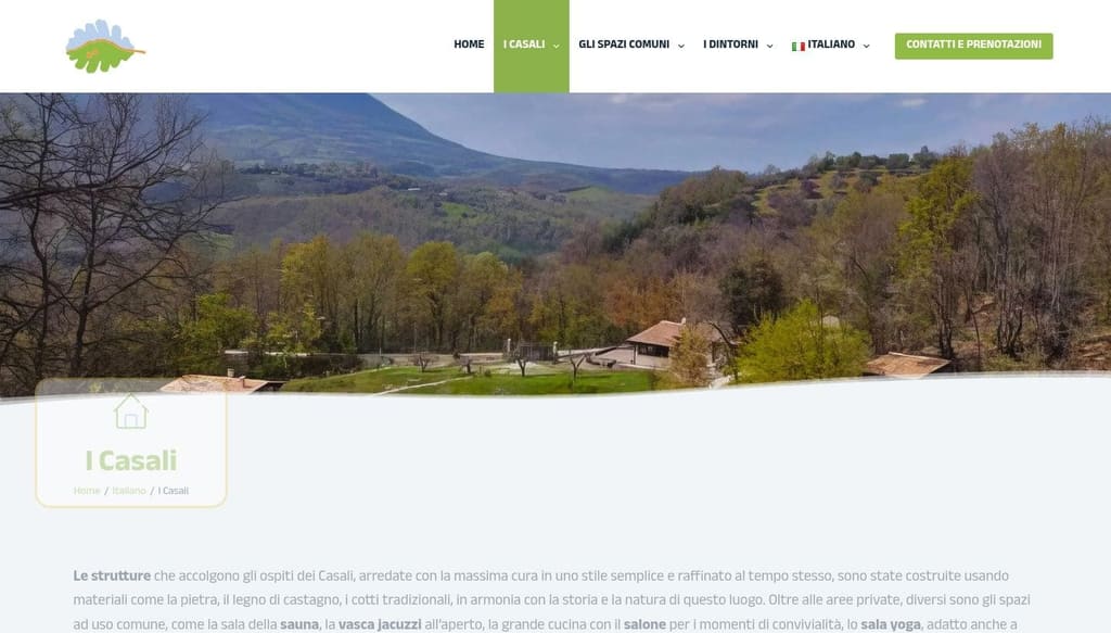 Screenshot della pagina I Casali del sito Casali del Soratte